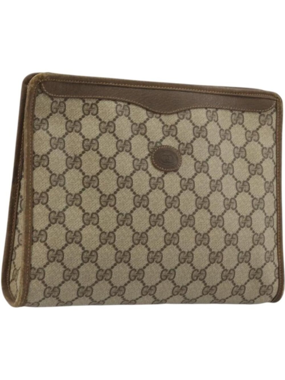 GUCCI GG Supreme Clutch Bag PVC Beige Gold 97 01 038